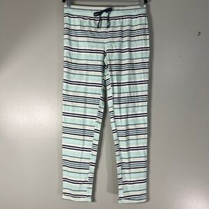 Jasmine & Ginger Womens Pajama Pants Medium Green Navy Striped Cotton S62PJ300